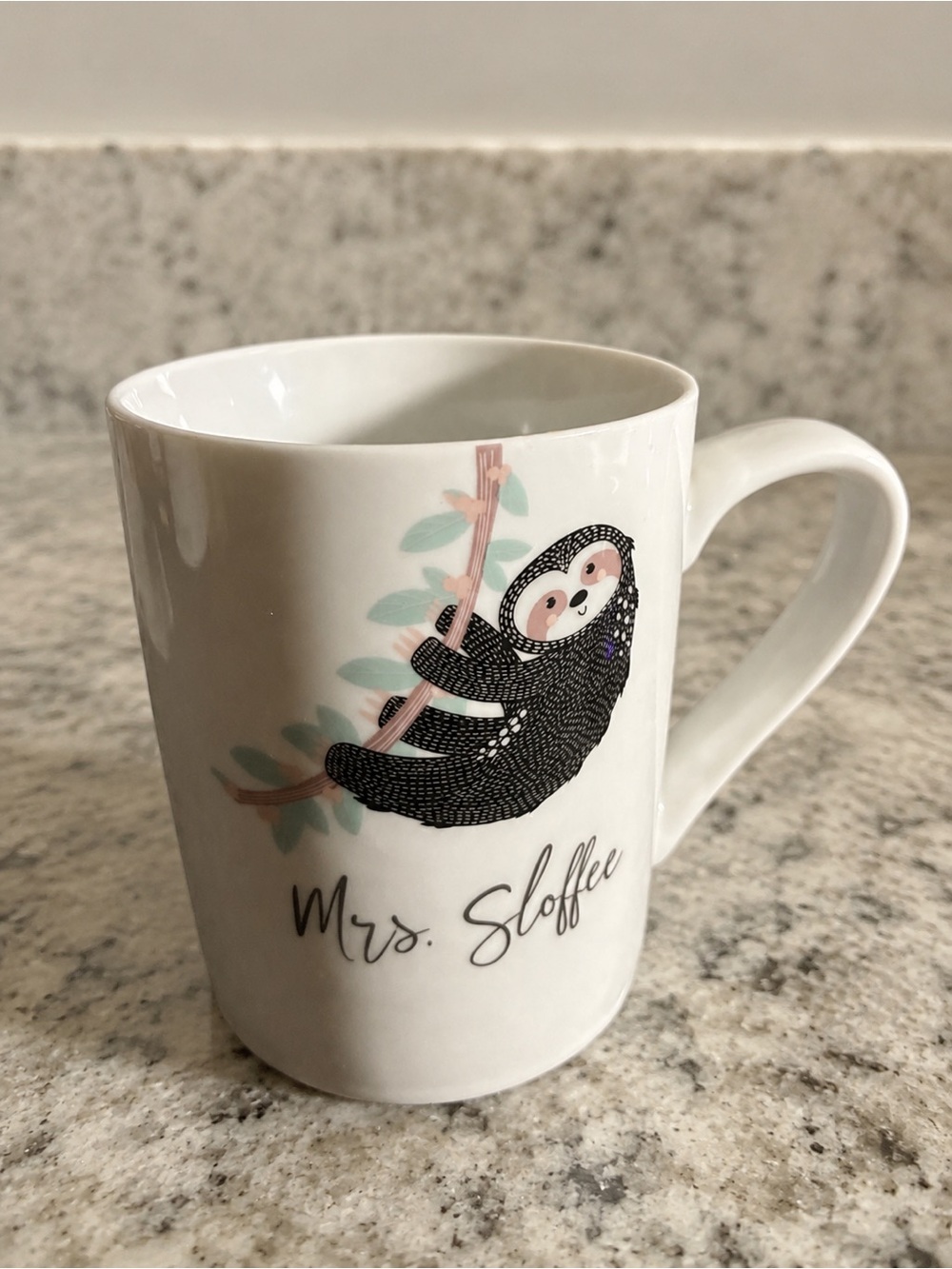 10 Strawberry Street Mrs. Sloffee Sloth Coffee Mug White Ceramic Cup